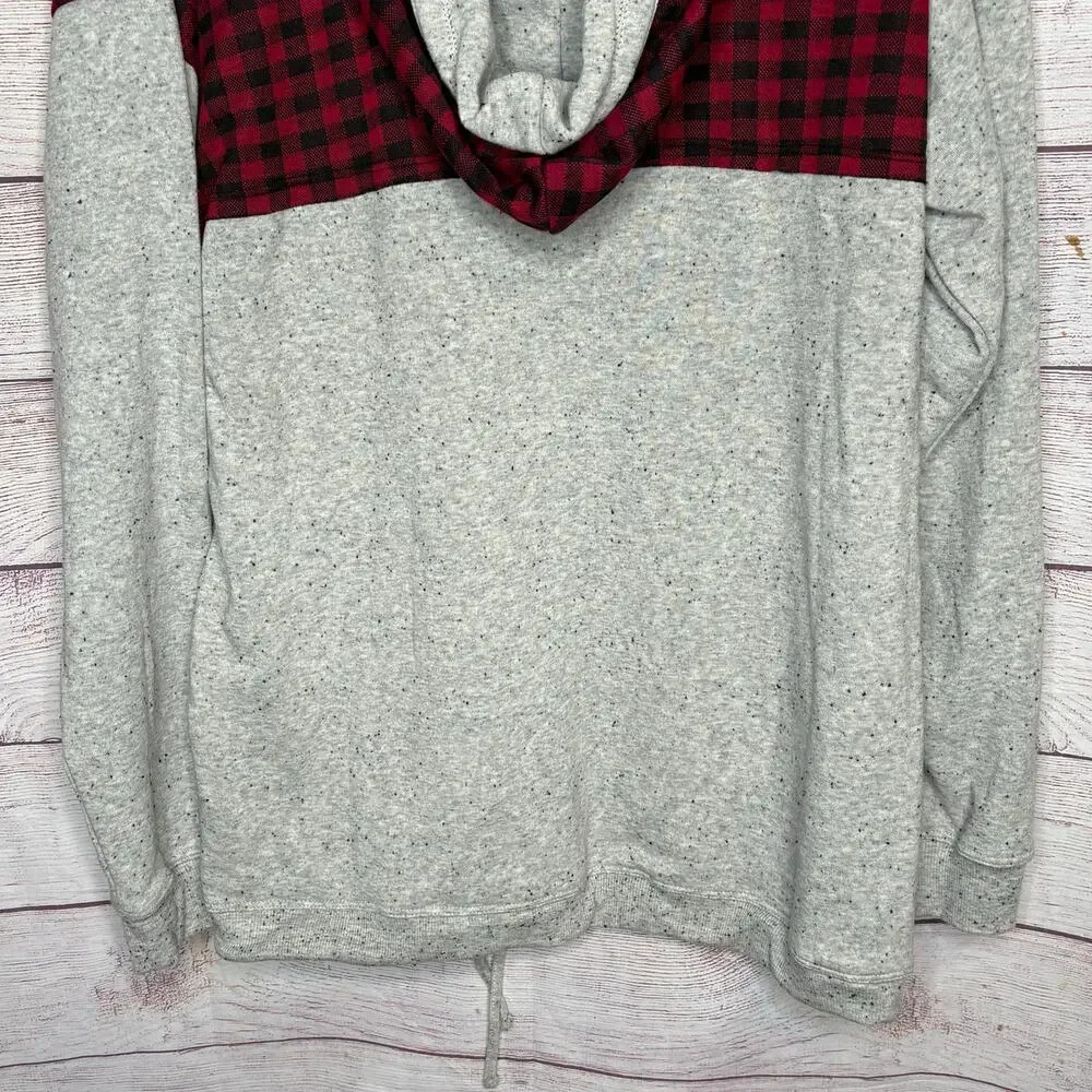 Maurices Gray Red & Black Plaid Soft Cozy Pullover Hoodie Size Plus 14W 0 New - Picture 13 of 13
